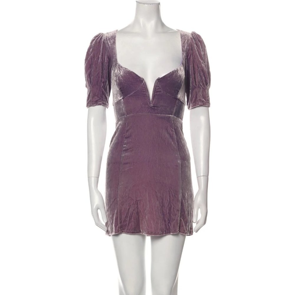 For Love & Lemons Viva Plunging Velvet Mini Dress